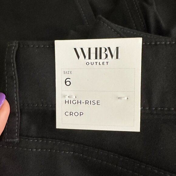 NWT White House Black Market Pants Black 6 High Rise Utility Crop Cargo Ankle - Picture 4 of 11
